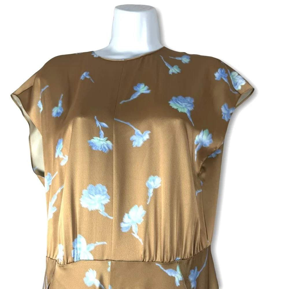 $495 Vince Womens Valentina Sea Carnation Cap Sleeve Long Dress Sz 6 - Picture 2 of 8